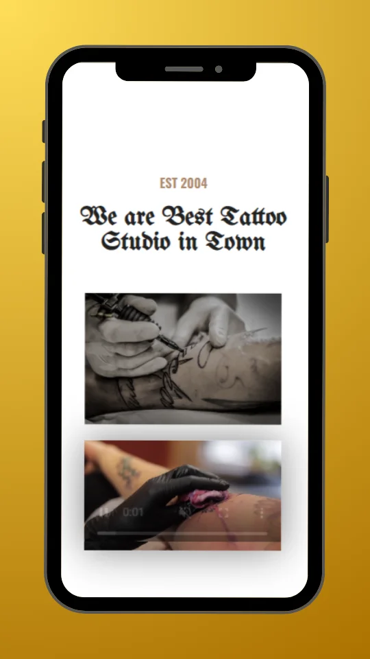 Screenshot - the website of a tattoo studio called Blackink in mobile view, taken by an experienced web developer for hire - webkaster.