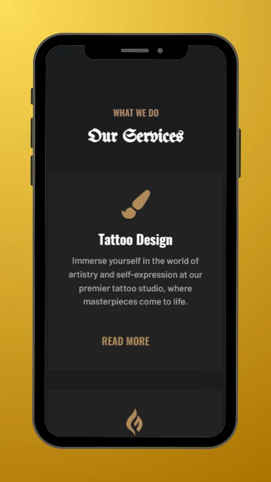 Screenshot - the website of a tattoo studio called Blackink in mobile view, taken by an experienced web developer for hire - webkaster.