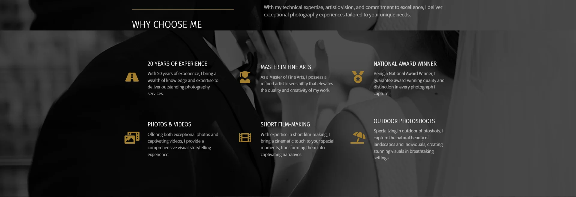 Screenshot - the showcase section of a photographer's website called AlekLens in mobile view, taken by experienced web developer for hire - webkaster.