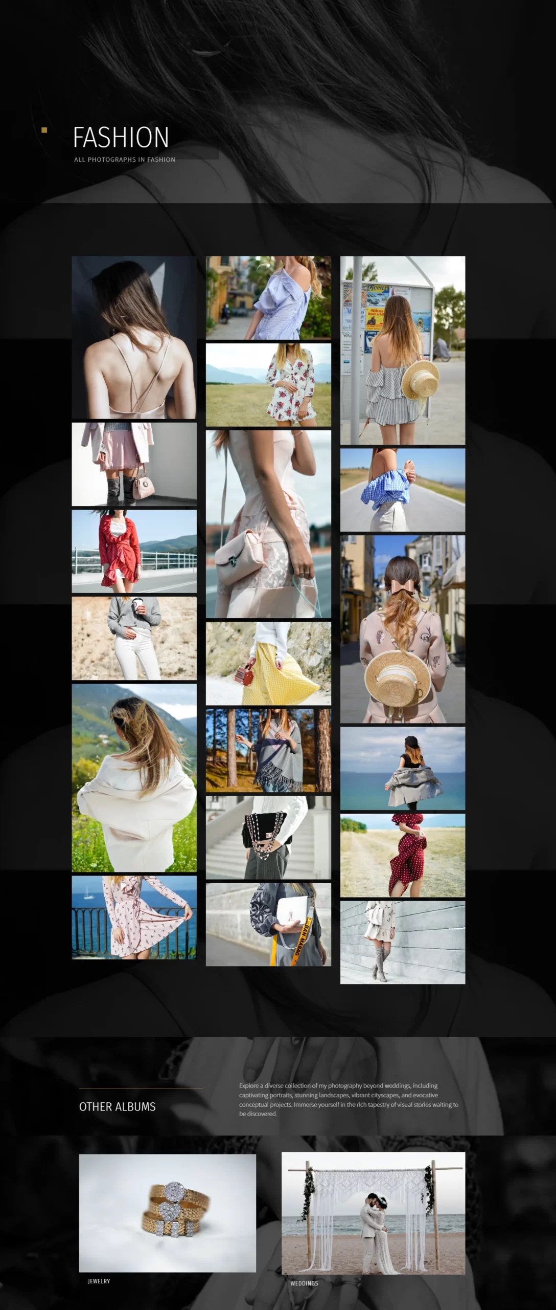 Screenshot - the gallery section of a photographer's portfolio website called AlekLens in mobile view, taken by experienced web developer for hire - webkaster.